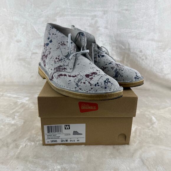 Clarks Originals Desert Boots Men\'s Size 10.5 Gray Suede Paint Splatter main image 8